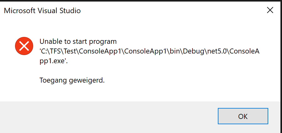 Unable to start Console App – Access Denied – Jerbaco